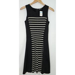 J.McLaughlin Emilie Dress Womens XS Sleeveless Knit Black/Gold Metallic Tank